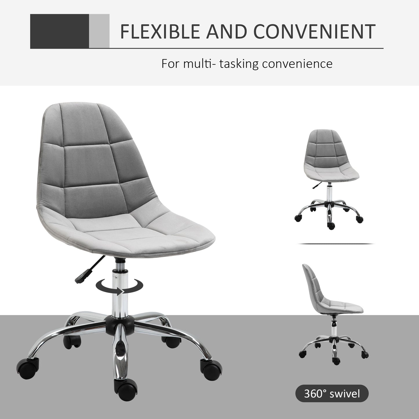 Armless Height Adjustable Office Chair