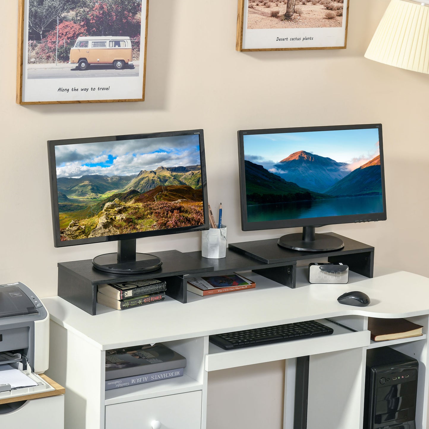 Adjustable Dual Monitor Stand Riser